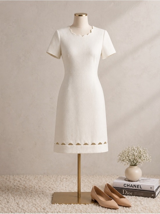Club Monaco Dresses & Skirts - Club Monaco Ivory Scallop-Trim Short Dress
